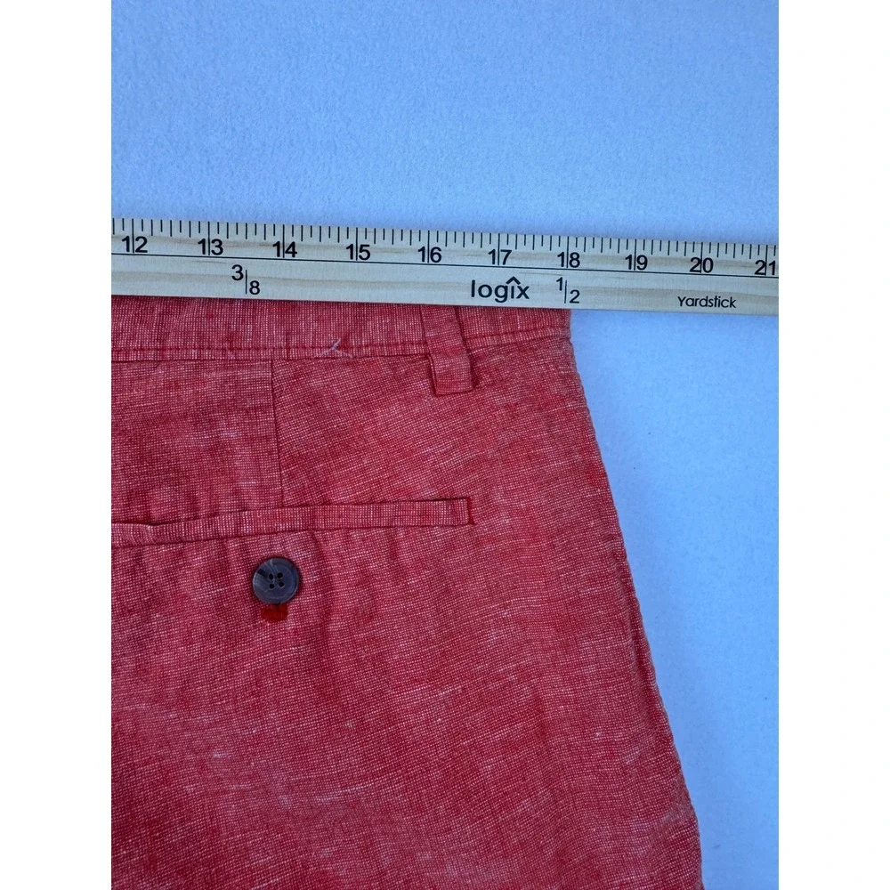 Banana Republic Men's Linen Blend Coral Orange Chino Shorts Size 35